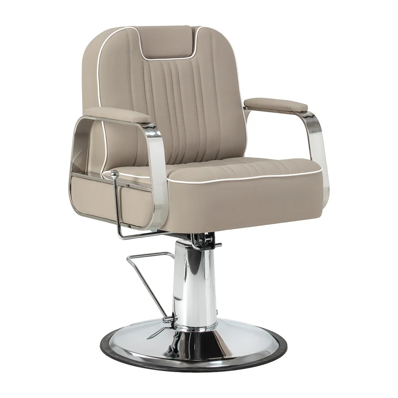 Poltrona Barber Professionale con Sollevamento Idraulico | RUFO (Beige)
