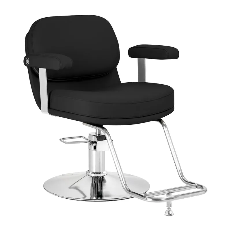 Poltrona da parrucchiere ergonomica con sollevamento idraulico | ASTRA (Nero)