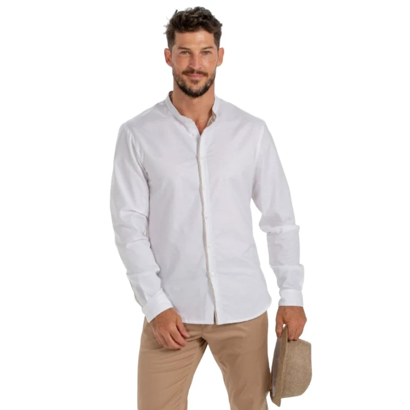 Camisa Caballero Blanca Cuello Mao