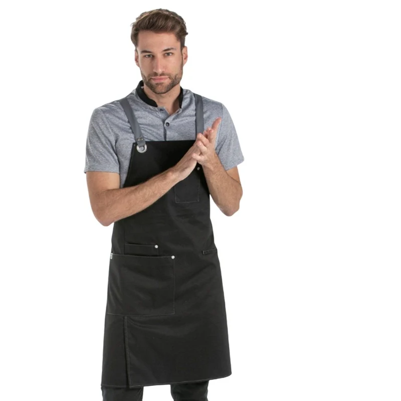 Delantal Peto Unisex Bolsillos Negro