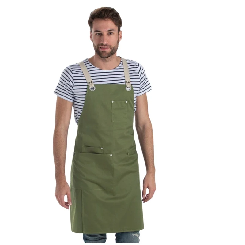 Delantal Peto Unisex Bolsillos Verde Militar