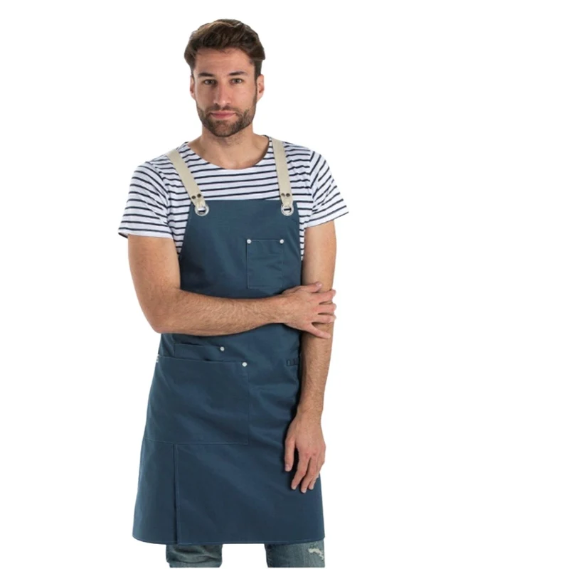 Delantal Peto Unisex Bolsillos Azul Petróleo