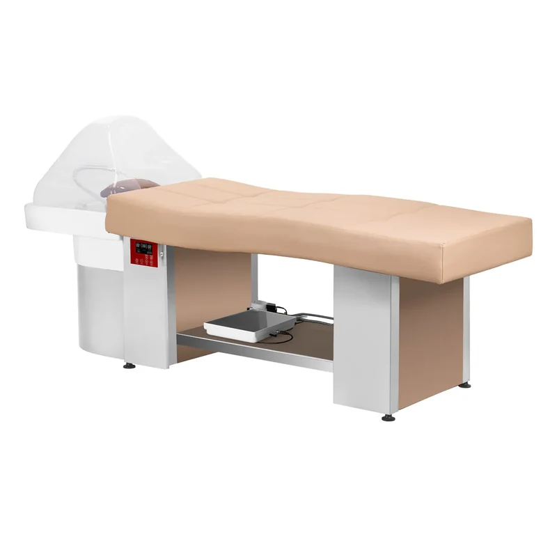Lettino Professionale per Trattamenti Head Spa e Massaggio con Vaporizzatore Integrato | HEAD SPA 017 (Beige)
