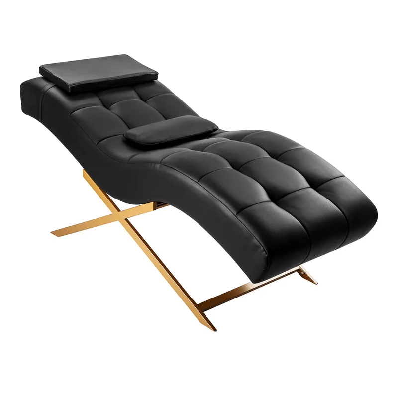 Poltrona Professionale per Extension Ciglia e Trucco con Base Oro Regolabile | SILLON ALBA (Nero)