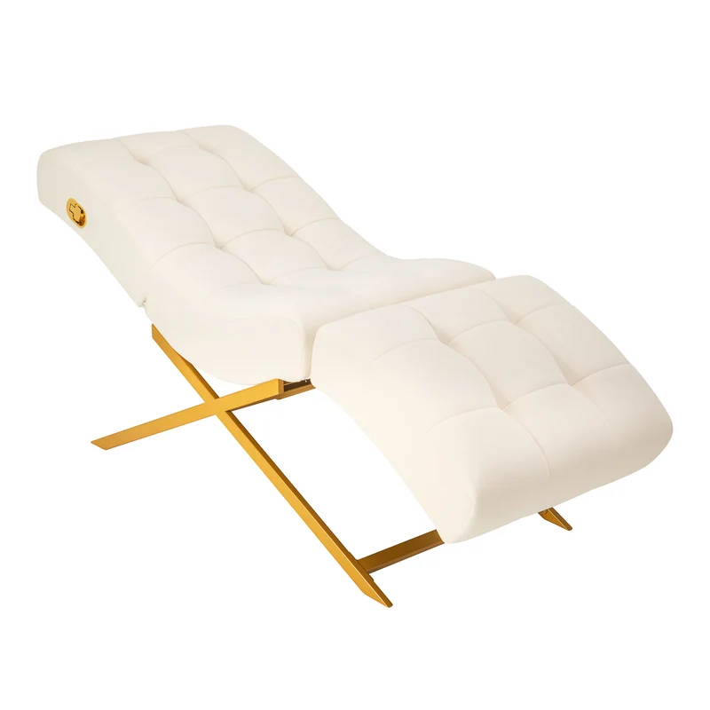 Poltrona Professionale per Extension Ciglia e Trattamenti Estetici con Base Oro | SILLON UMBRA (Bianco)