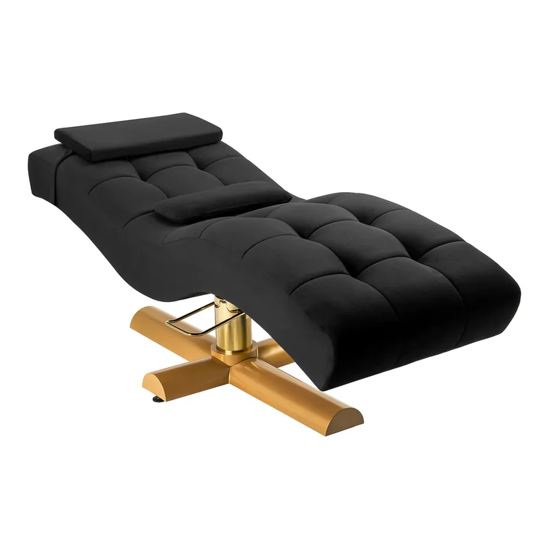 Lettino per Extension Ciglia con Base Oro – Sedia Estetica Professionale | SILLON CORONA (Nero)