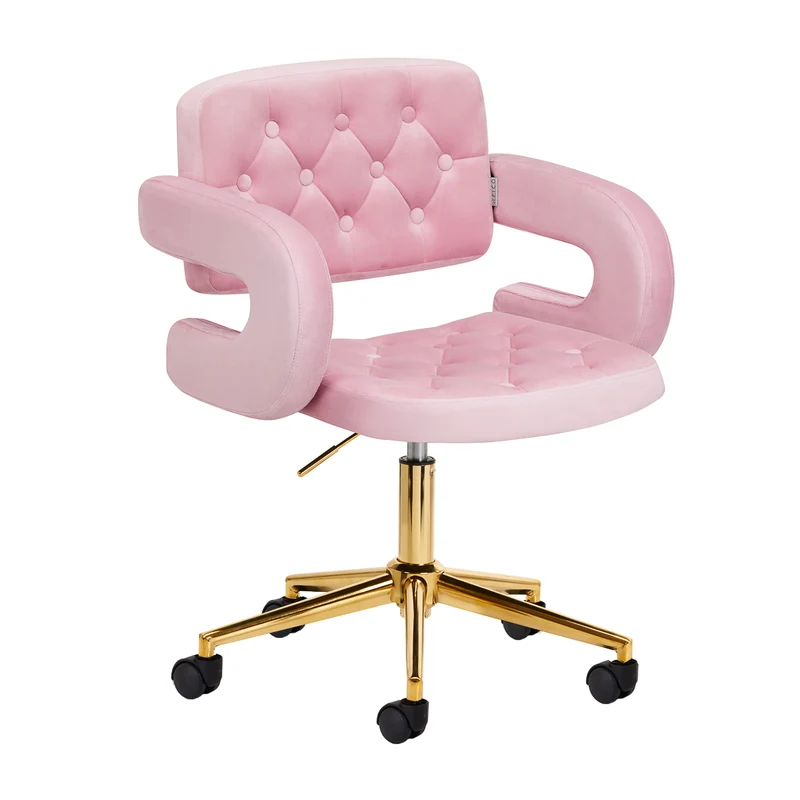 Poltrona in velluto con ruote | 4Rico QS-OF213G (rosa)