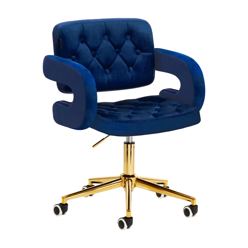 Poltroncina in velluto con ruote | 4Rico QS-OF213G (navy blue)