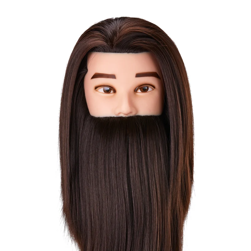 Testa di addestramento con barba per parrucchieri - capelli sintetici | Gabbiano WZ4 Lunghezza 8"+6"
