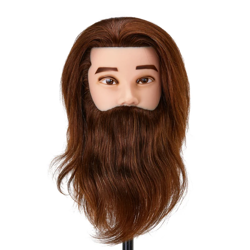 Testina per parrucchieri con barba - capelli veri | Gabbiano WZ4 Lunghezza 8"+ 6"