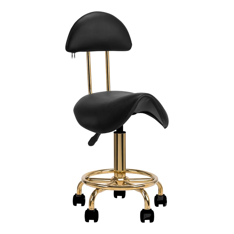 Sgabello dorato a sella con schienale | cod. 6001 (nero)