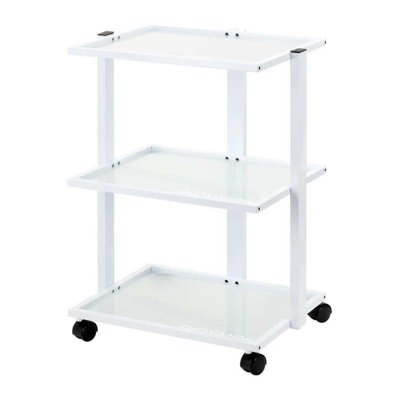 Carrello in vetro e alluminio | Mod. Giovanni E40 (bianco)
