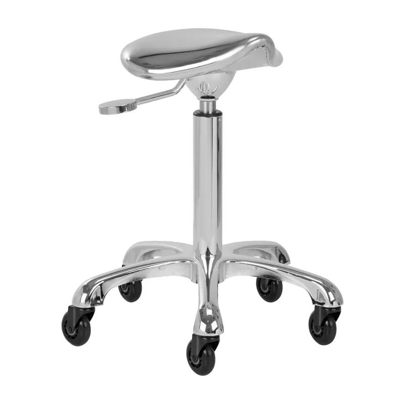 Sgabello argentato Fine Silver a sella e con ruote