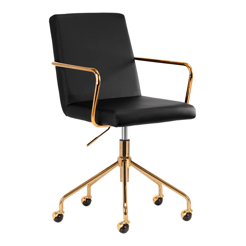 Sedia con ruote e struttura dorata | Mod. ELLY (nero)