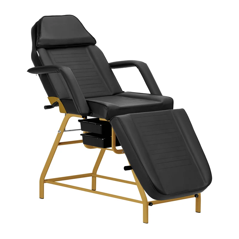 Poltrona Lettino 557G multifunzione In Metallo per Estetica e Pedicure | NIVEUS (nero-oro)