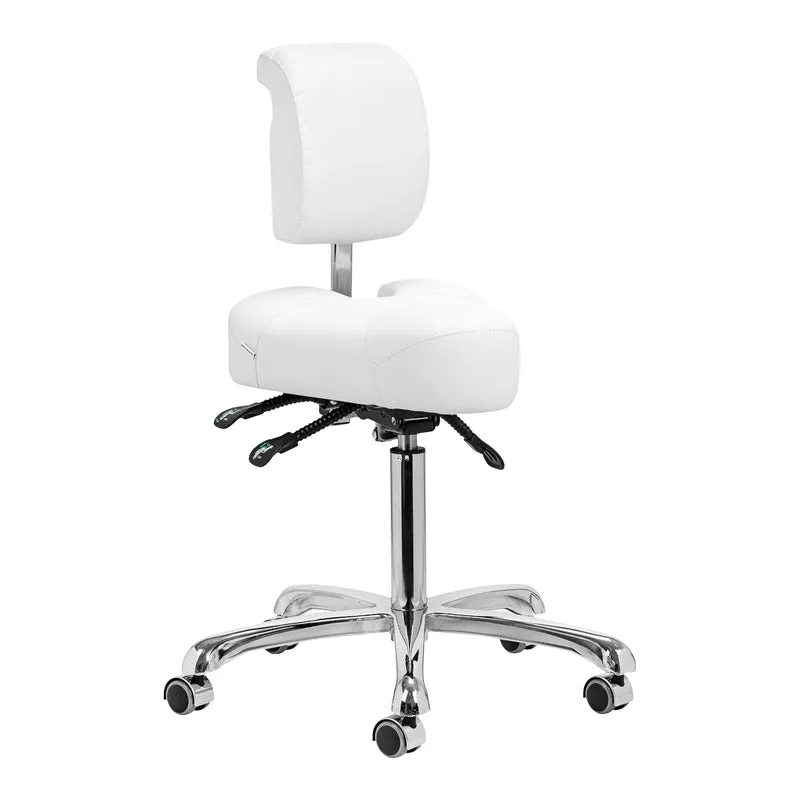 Sgabello Multifunzione con 5 Ruote per Centro Estetico Podologia Studio Medico | 1005 bianco