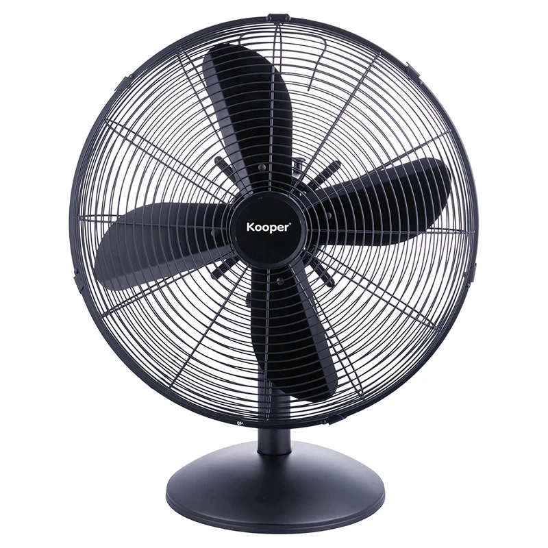 Ventilatore da Tavolo 4 Pale 3 Velocità 50W in Acciaio Laminato e Alluminio Nero