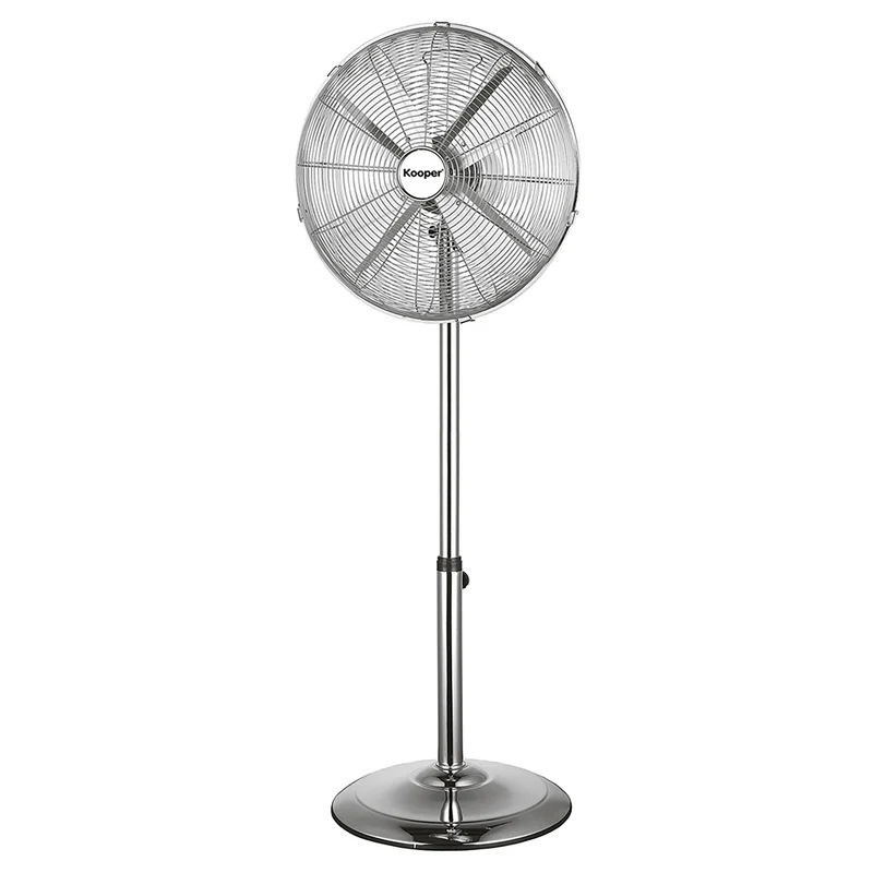 Ventilatore a Piantana 4 Pale Ø 40 cm 50W in Acciaio Laminato e Alluminio Argento