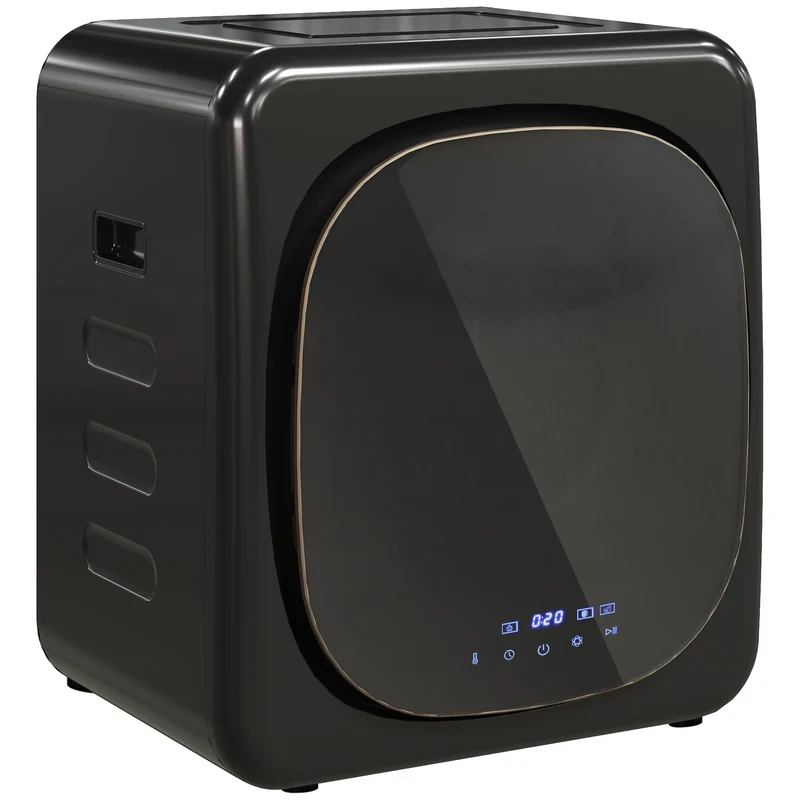 Asciugatrice ad Aria 48x40x56 cm Carico 4kg con Timer e Programma Smart in Acciaio Inox e ABS Nero