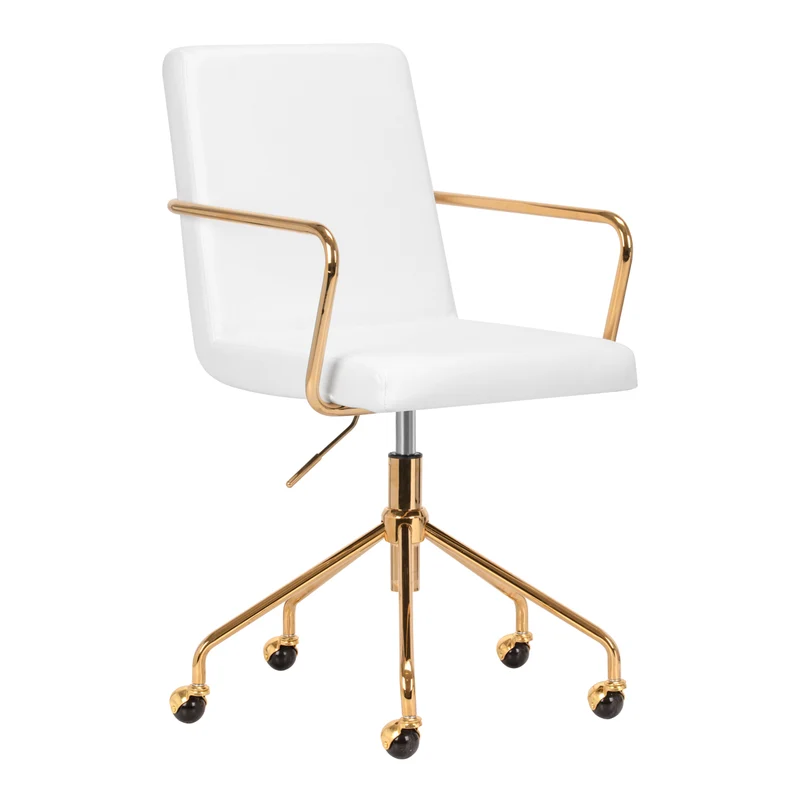 Sedia con ruote e struttura dorata | Mod. ELLY (bianco)