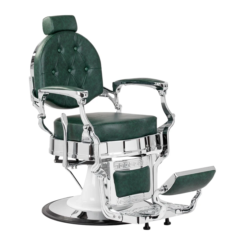 Barber chair, poltrona parrucchiere | PRESIDENT (silver/verde)