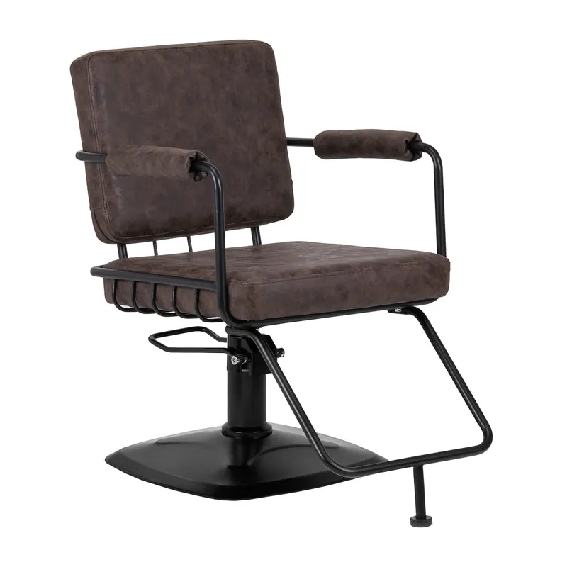 Poltrona per parrucchiera stile loft industrial | Gabbiano KATANIA (marrone)