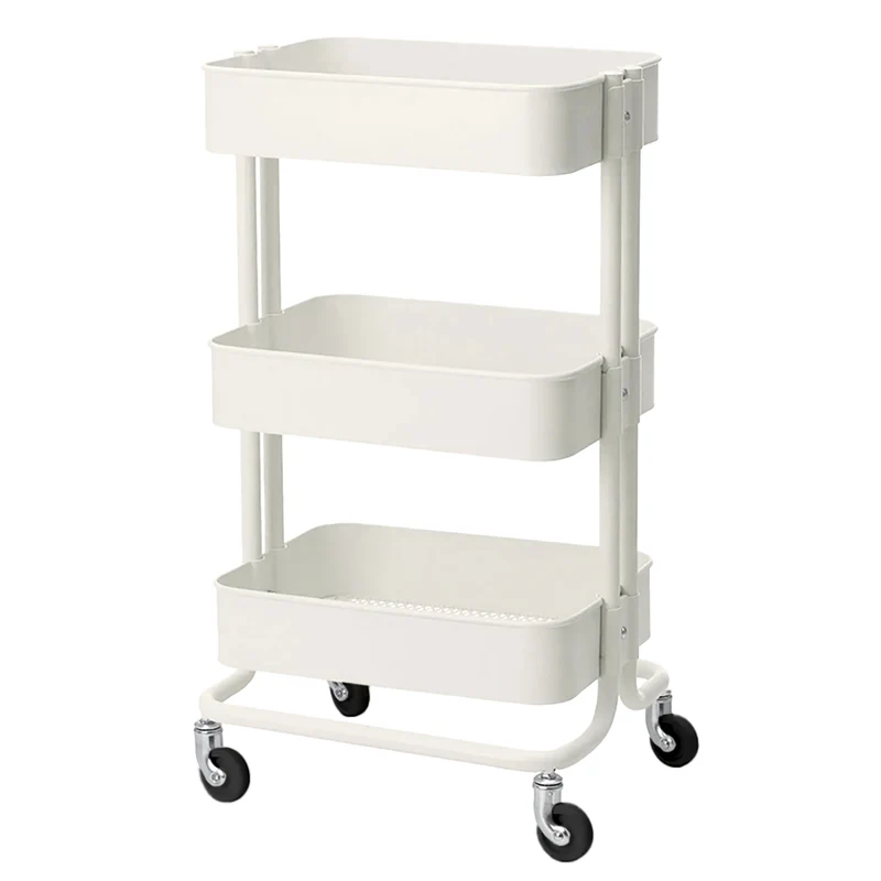 Carrello Multiuso con 3 ripiani in Plastica per Centro Estetico e Manicure | POL-749 bianco