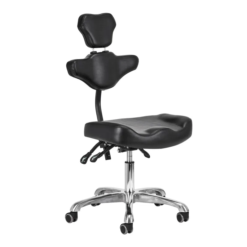 Sedia Poltrona Sgabello con 5 Ruote e Schienale per Studio Tattoo | PRO INK 973 nero