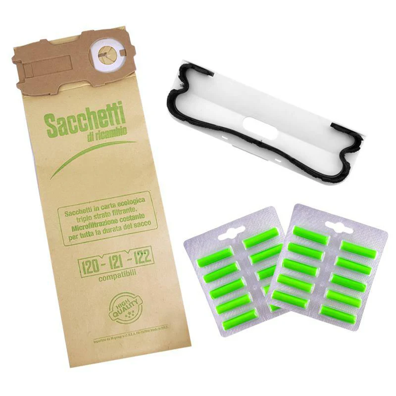 Kit Risparmio Sacchetti + Spazzola + Profumini VK 120 / 121 / 122