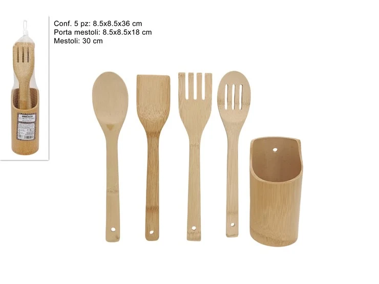 MESTOLI IN BAMBOO SET 4 PEZZI PORTAMESTOLI