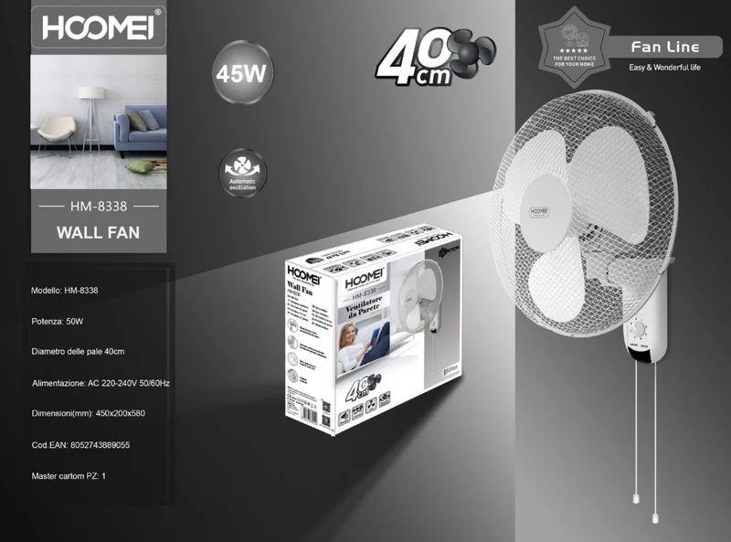 HOOMEI ventilatore da parete 45W