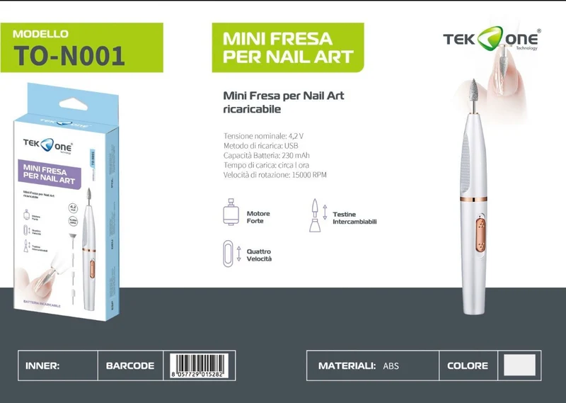 TEK ONE FRESA ELETTRICA PER UNGHIE RICARICABILE TO-N001