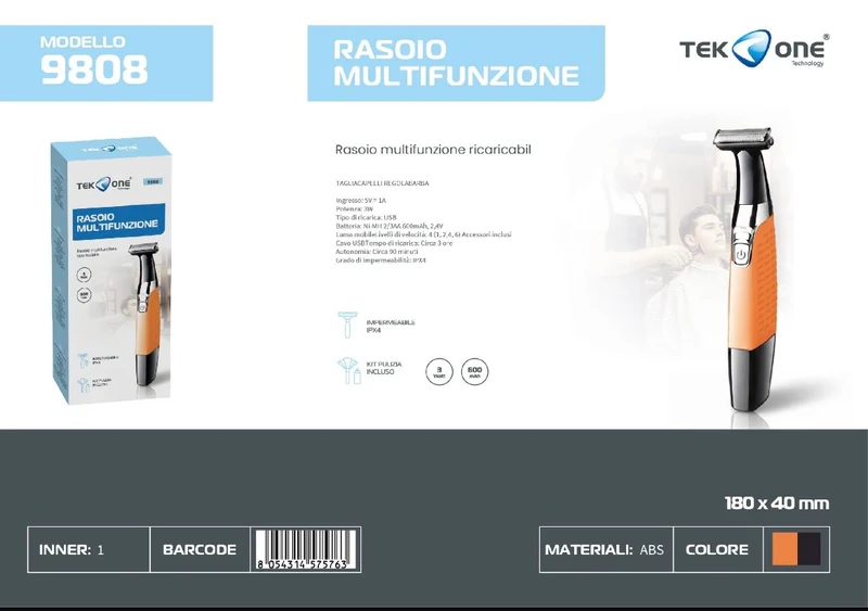 TEK ONE RASOIO DI PRECISIONE PER UOMO SUPER ADERENTE 9808