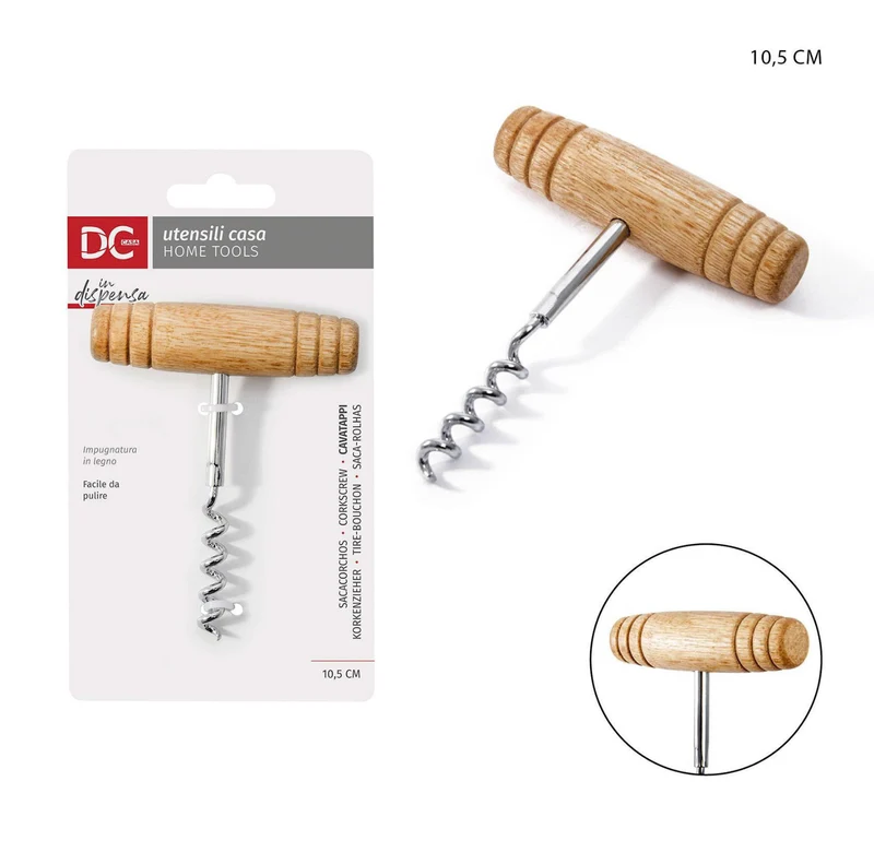 DC CASA cavatappi manico legno 8.8x3.5x0.5cm
