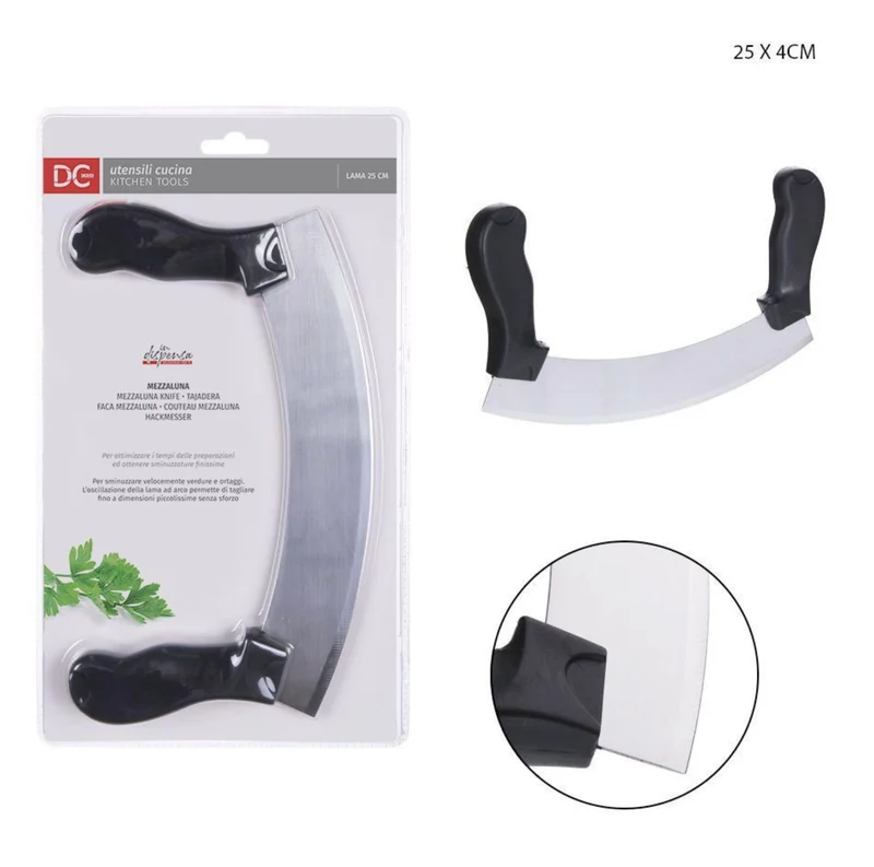 DC CASA tagliaverdure mezzaluna acciaio 25x4cm