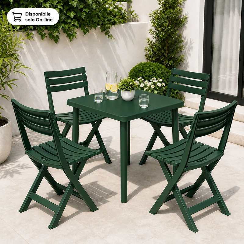 Set Tavolo Nettuno Verde + 4 Sedie Birki