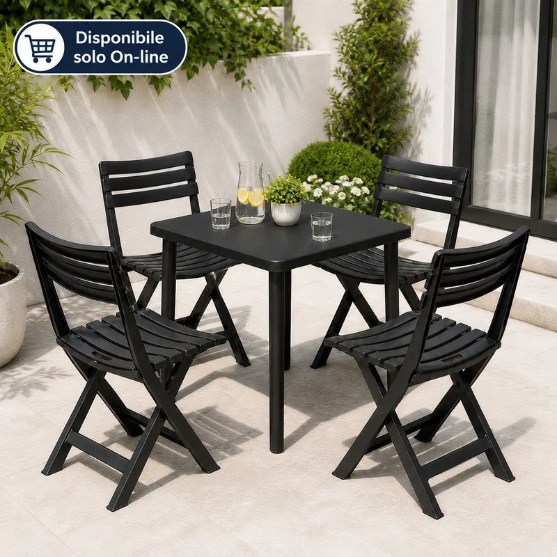Set Tavolo Nettuno Antracite + 4 sedie Birki