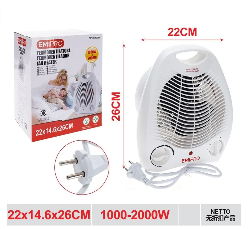 TERMOVENTILATORE 1000/2000W 26x22cm