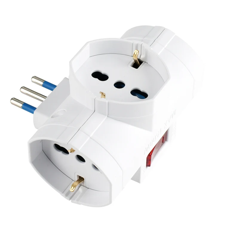 Adattatore 3 Prese Pluristandard Con Interruttore