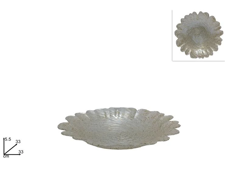 Piatto centrotavola vetro argento 33cm