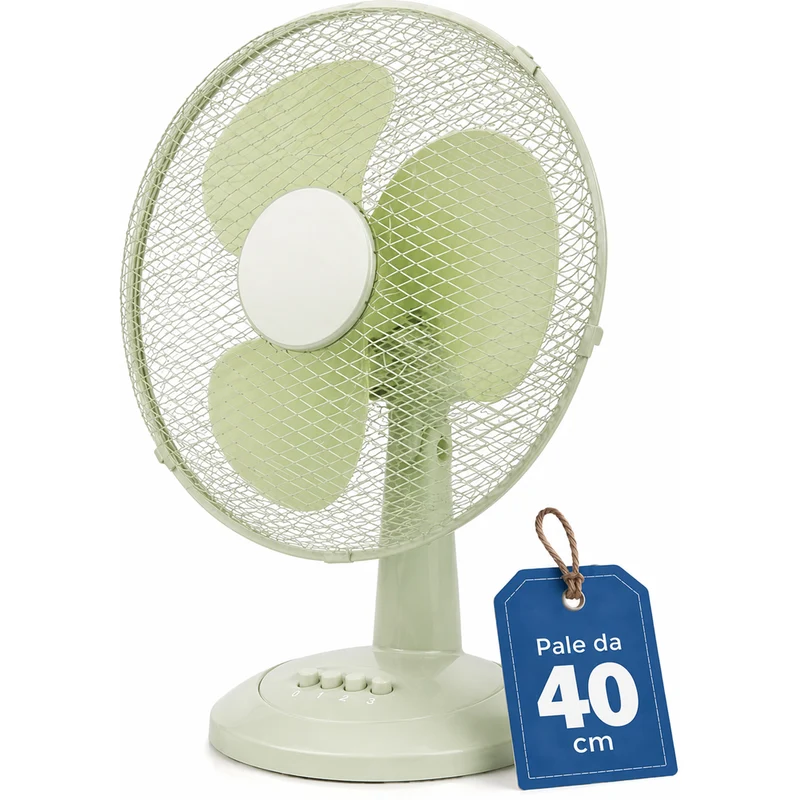 Ventilatore da Tavolo Autoportante Potenza 45W Ø40cm 3 Velocità Salvia