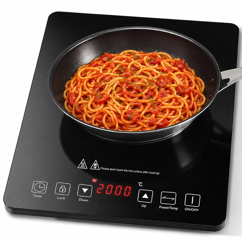 Piastra Fornello Elettrico a Induzione 1 Fuoco per Cucina Cottura Omogenea 2000W