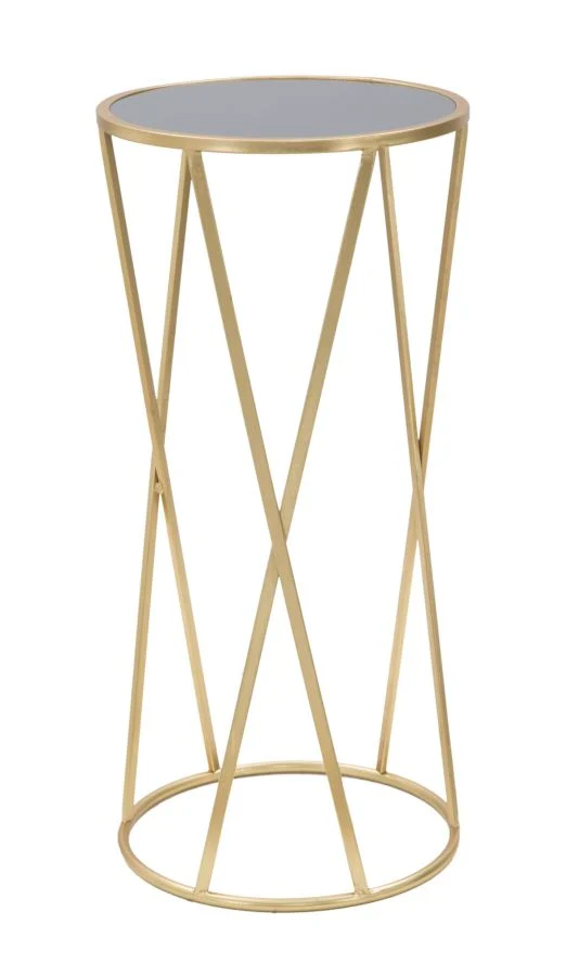 Porta Telefono Glam Simple Ø35x75 cm in Ferro e Vetro Oro