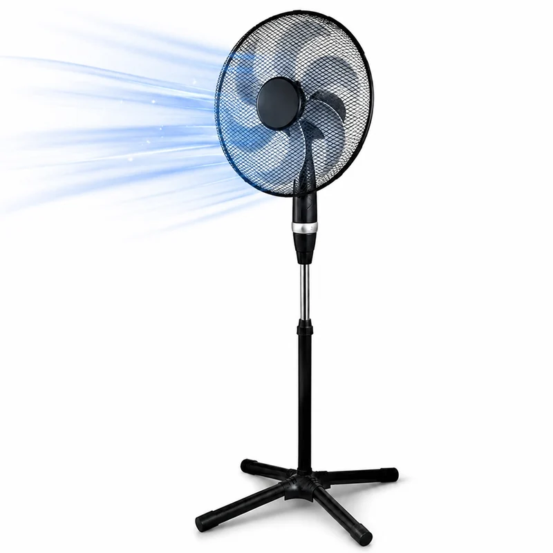 Ventilatore a Piantana 75W con 6 Pale Ø40 cm e Griglia 45 cm 3 Velocità Nero