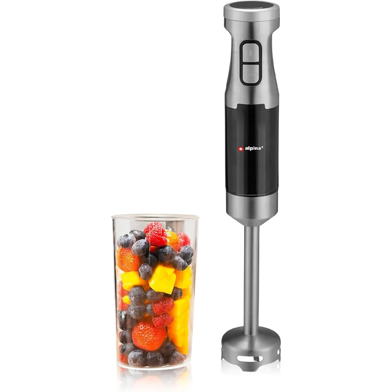 Frullatore a Immersione Elettrico Mixer e Misurino 700 ml 2 Velocità Potenza 1000W Nero e Grigio