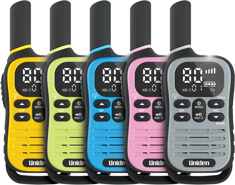 Uniden 80 Channel UHF Radio With Kid Zone USB-C Charging Five Pack