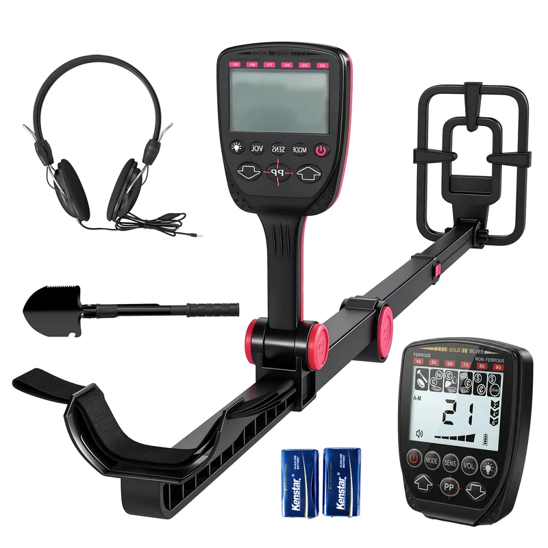 Metal Detector per Adulti 139x26x30 cm 4 Modalità Bobina IP68 Impermeabile Display LCD Nero