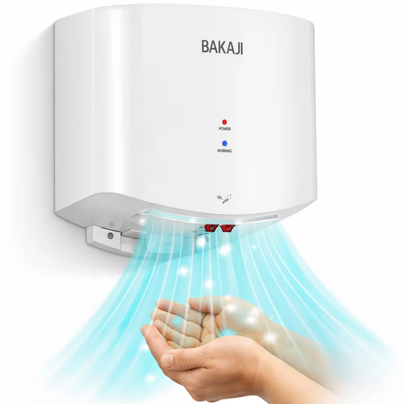 Asciugamani Elettrico a Parete Automatico per Bagno 1400W Aria Fredda e Calda Bianco
