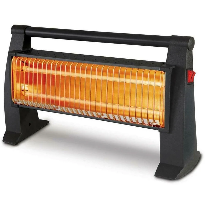 Stufa Riscaldatore Portatile al Quarzo 1200W con Riscaldatore Infrarossi e Interrutore Nero