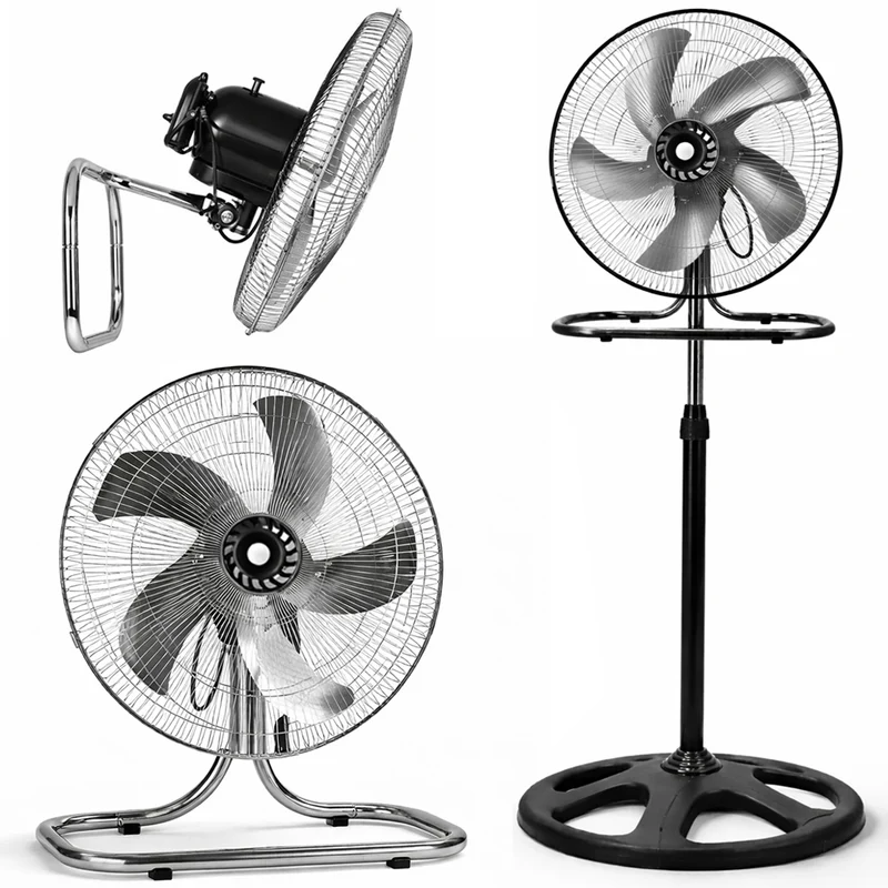 Ventilatore Manila 3 in 1 con Pale in Acciaio Ø45x125cm Testa Oscillante 3 Velocità Tripla Installazione Argento e Nero